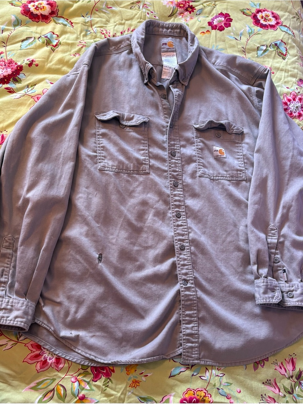 Carhartt FR flame resistant FRS003GRY gray L/S work shirt 3XL 33x30 Fair Cond